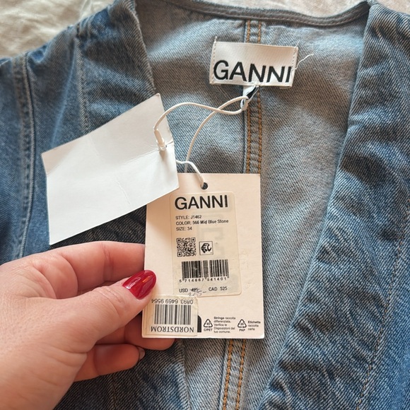 GANNI Future Button Front Organic Cotton Blend Denim Maxi Dress - Picture 11 of 11